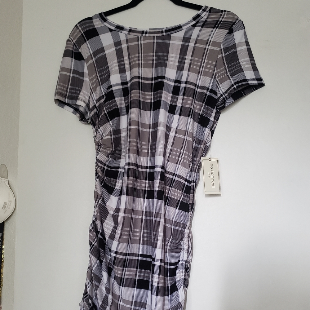 Ruched Plaid Dress
